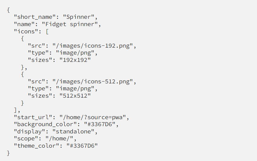 Code fichier Manifest